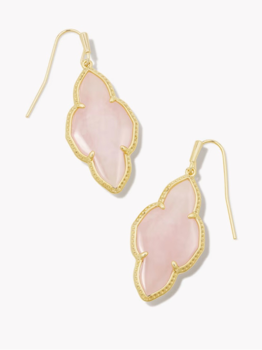 NWT Kendra Scott Abbie Gold Drop Earrings in Rose Quartz